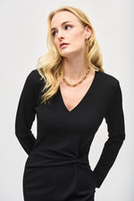 An image of a model wearing the Joseph Ribkoff Midi Dress in Black.