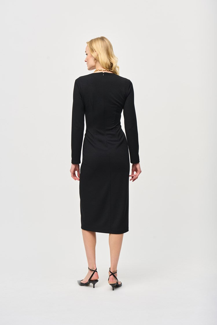 An image of a model wearing the Joseph Ribkoff Midi Dress in Black.