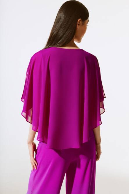 An image of a model wearing the Joseph Ribkoff Poncho Top in Empress.