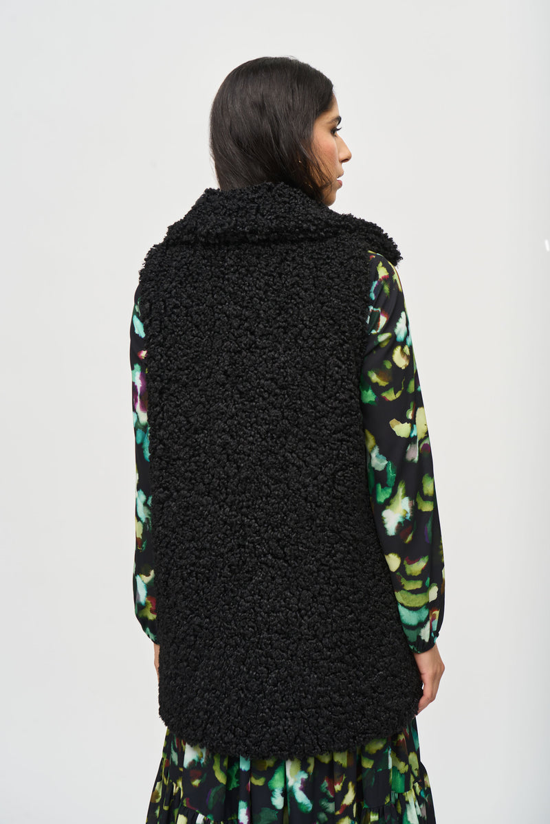 An image of the Joseph Ribkoff Faux Fur Gilet in Black.