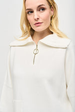 An image of a model wearing the Joseph Ribkoff Knit Top in Vanilla.