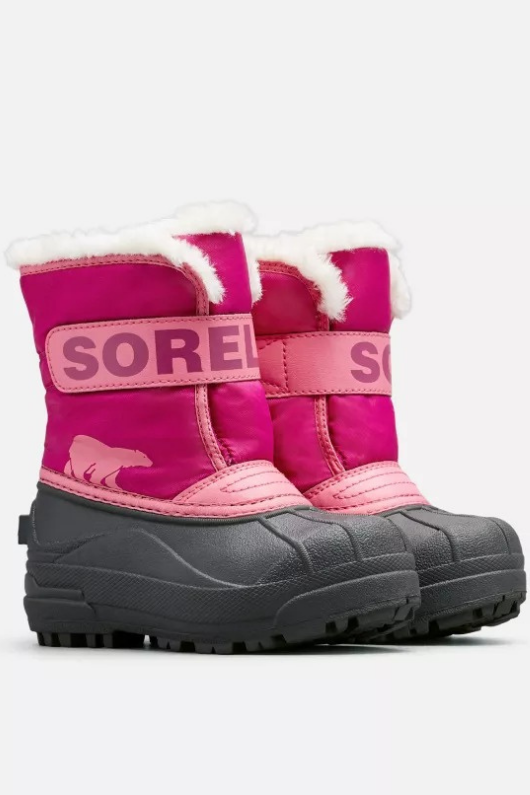 An image of the SOREL Children's Snow Commander Boots in Tropic Pink.