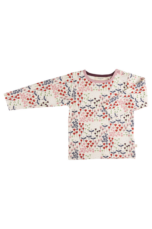 An image of the Pigeon Organic Long Sleeve T-Shirt in Meadow Ivory.