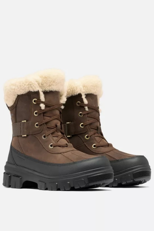 An image of the SOREL Torino V Parc Waterproof Snow Boots in Tobacco Black.