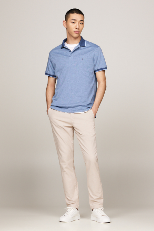 An image of the Tommy Hilfiger Two Tone Interlock Polo Shirt in Vessel Blue.