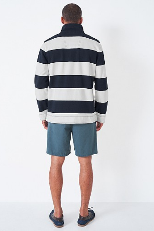 An image of the Crew Padstow Pique Sweatshirt in Navy/White.