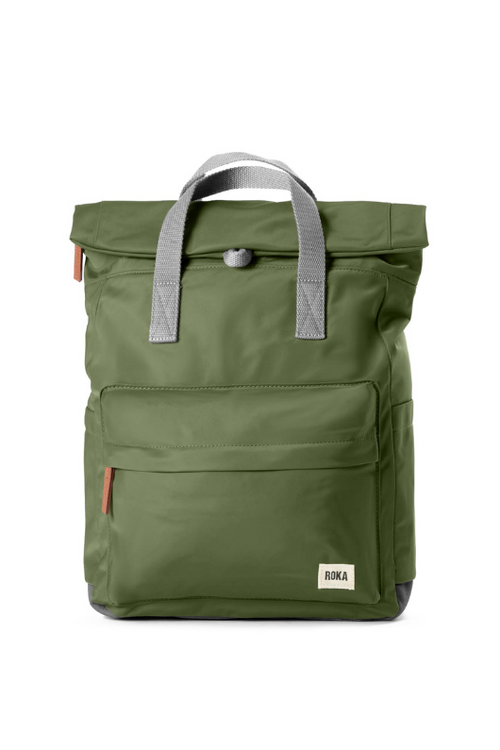 An image of the Roka London Canfield B Rucksack in the colour Avocado