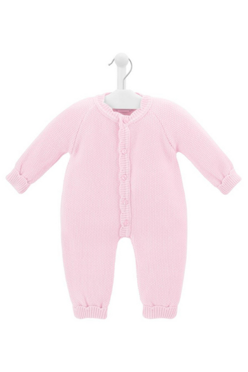 An image of the Dandelion Scallop Edge Knitted Onesie in Pink.