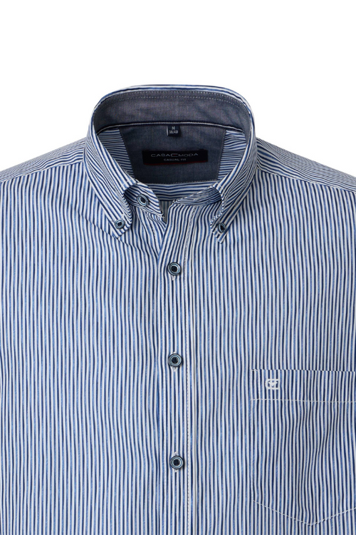 An image of the Casa Moda Casual Fit Stripe Shirt in Blue.