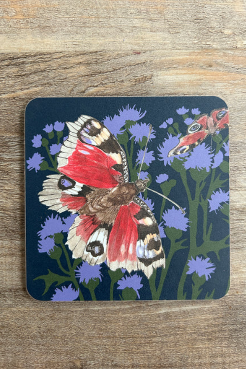 An image of the Vanessa Bathgate Butterfly Coaster in Navy.