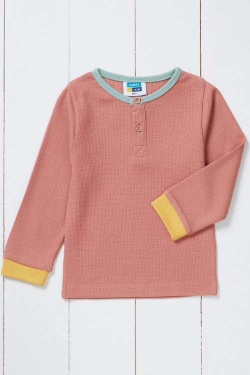 An image of the Grass & Air Waffle Base Layer Top in Rose.