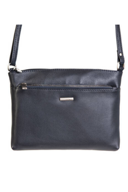 An image of the Nova Leathers Crossbody Bag With Zip Pocket in Navy.