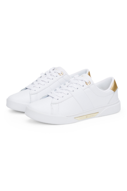 An image of the Tommy Hilfiger Chic Panel Court Sneakers in White.