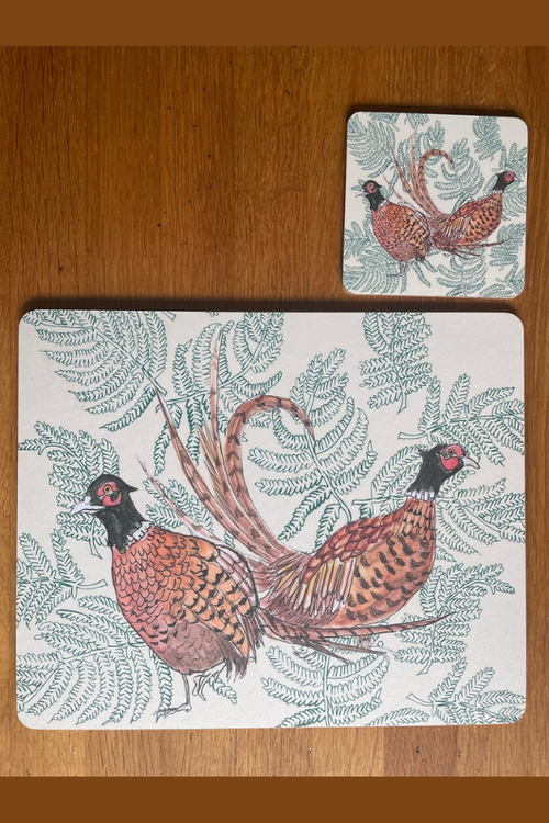 An image of the Vanessa Bathgate Pheasant Placemat in Beige.