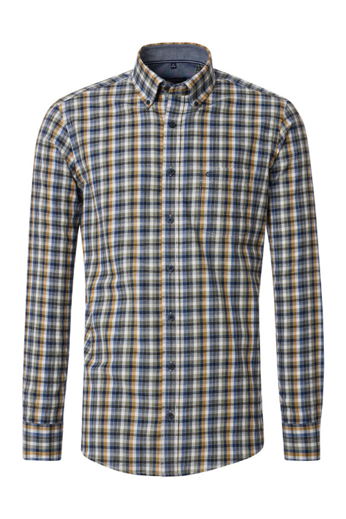 An image of the Casa Moda Casual Fit Check Shirt in Blue.