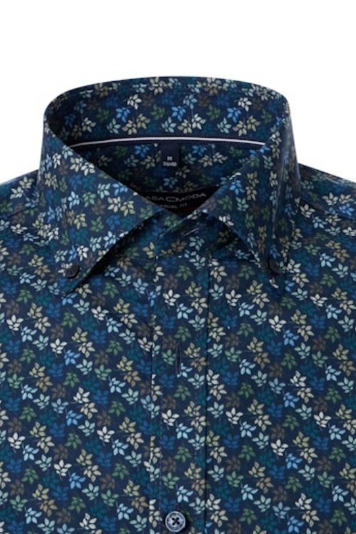 An image of the Casa Moda Casual Fit Print Shirt in Blue.