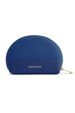 Fairfax & Favor The Chiltern Coin Purse. A fine grain leather/suede coin purse in the colour Porto Blue, featuring a shield logo stud and full zip closure.