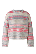 An image of the Oui Patterned Sweater in Light Grey Off White.