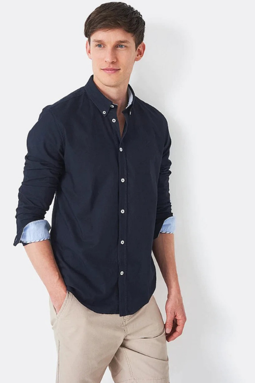 An image of the Crew Clothing Slim Fit Oxford Shirt in Navy.