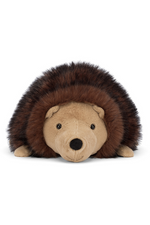 Jellycat Hamish Hedgehog. A soft toy hedgehog with fluffy brown spines, cute little paws, and smiling face.