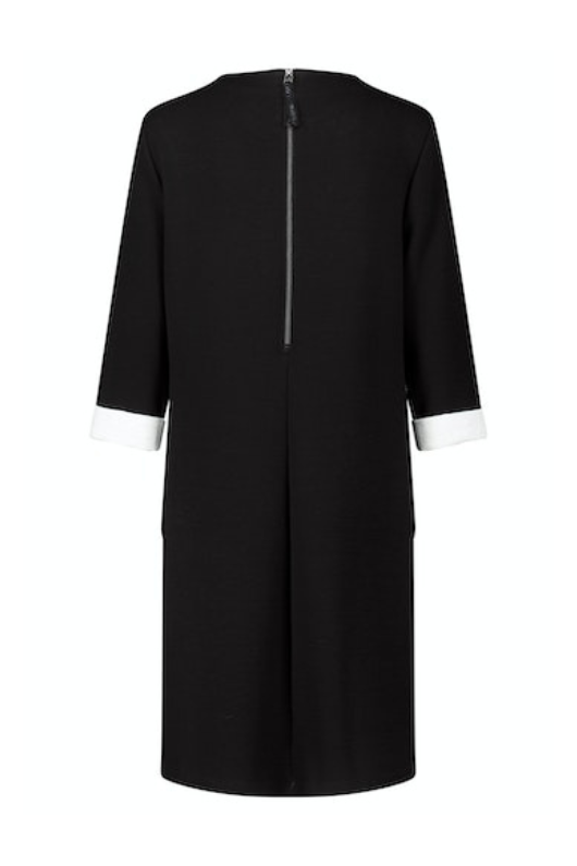 An image of the Betty Barclay 3/4 Sleeve Dress in the colour Black & Cream.