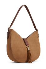 An image of the Fairfax & Favor Langham Hobo Bag in the colour Tan Croc.