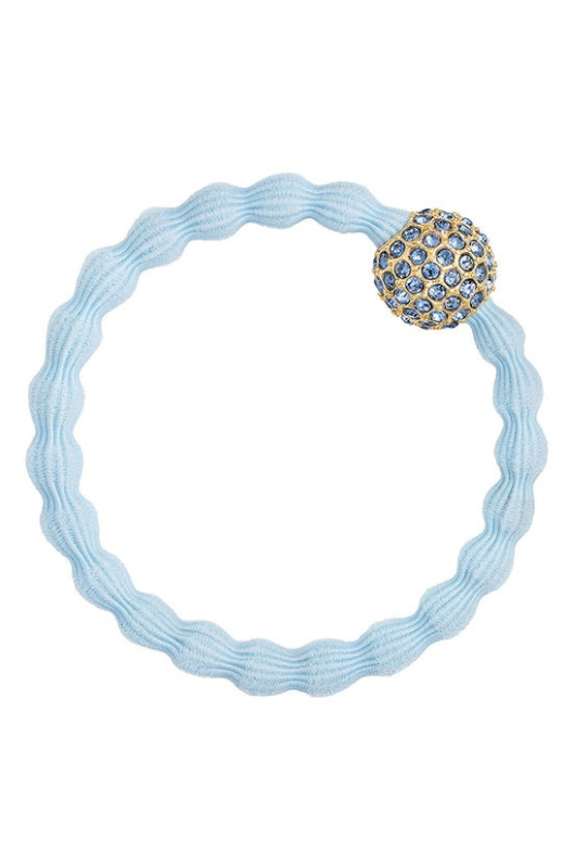 An image of the By Eloise Disco Ball Elastic Hairband in Sky Blue.