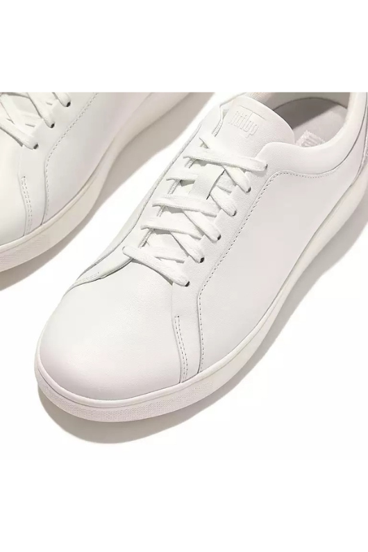 An image of the Fitflop Rally Crystal-Backtab Leather Sneakers in the colour Urban White/Silver.