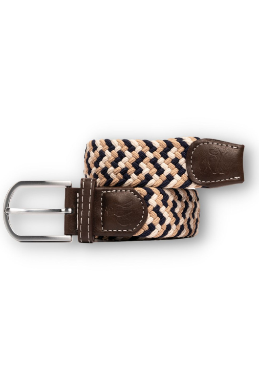 An image of the Swole Panda Zigzag Woven Belt in Navy/Beige.