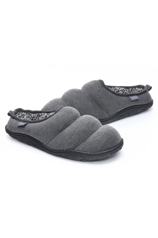 An image of the Bedroom Athletics Matt Jersey Puffa Mule Slippers in Charcoal Marl.