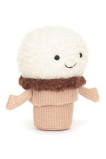 Jellycat Amuseable Ice Cream Cone. A soft toy with scoop of ice cream, waffle cone with arms, and smiling face.