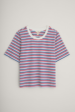 An image of the Seasalt Copseland Striped Organic Cotton T-Shirt in the colour Tri Pellitras Chalk Relish.