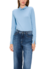 An image of the Marc Cain High Neck top in Squill.