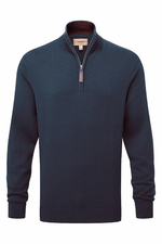 An image of the Schoffel Calton Cotton Cashmere 1/4 Zip in Petrol Blue.