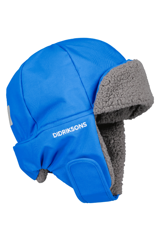 An image of the Didriksons Biggles Cap in Caribbean Blue.