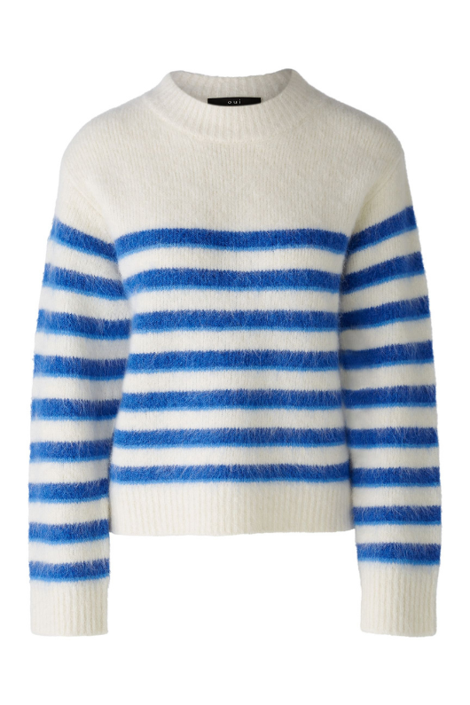 An image of the Oui Striped Jumper in Dark Blue White.