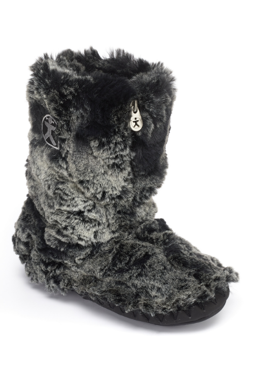 An image of the Bedroom Athletics Cole Luxury Faux Fur Boots in Black Wolf.