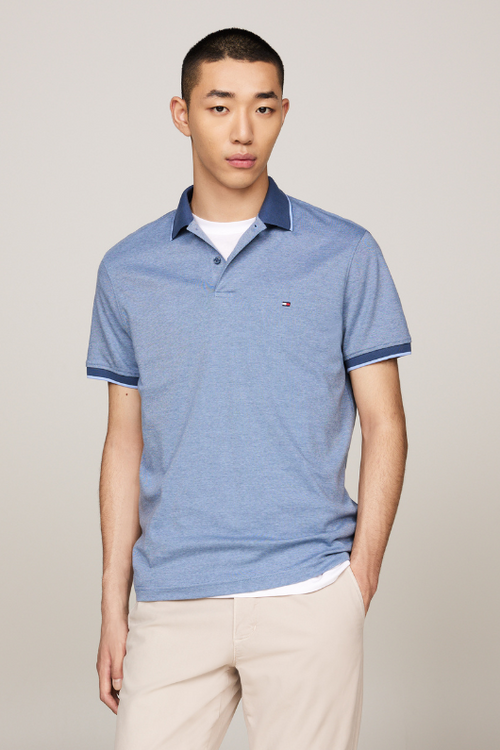 An image of the Tommy Hilfiger Two Tone Interlock Polo Shirt in Vessel Blue.