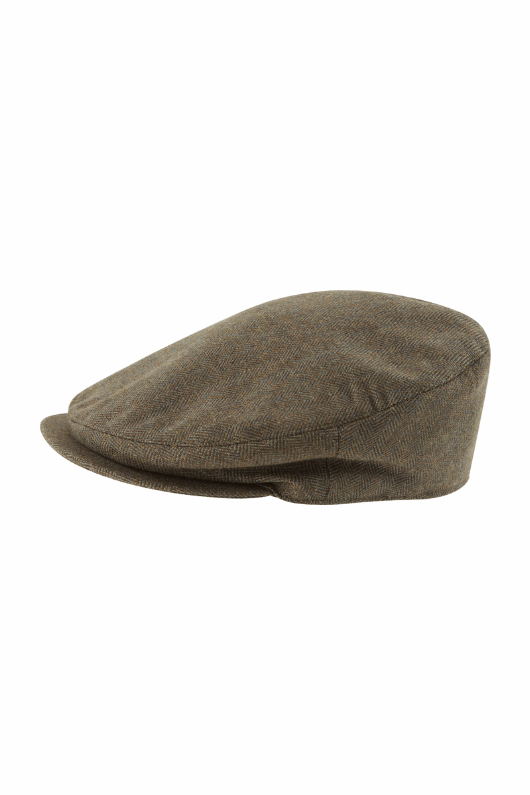 An image of the Schoffel Ladies Tweed Cap in Loden Green Herringbone.