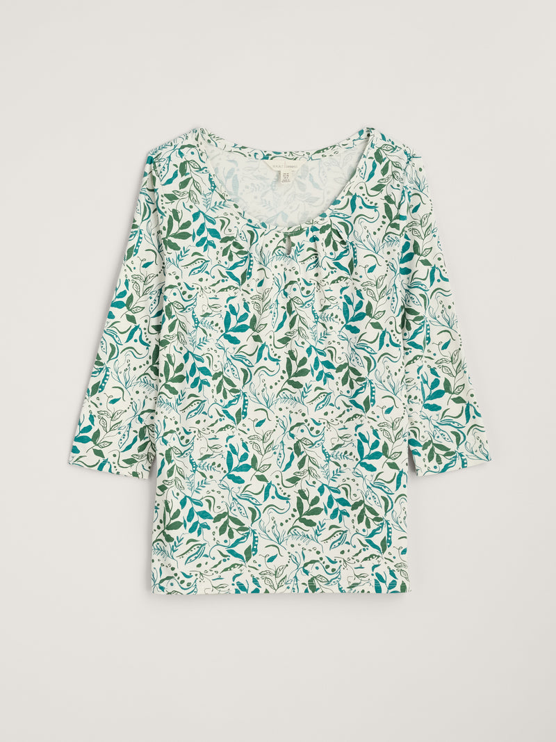 An image of the Seasalt Appletree 3/4 Sleeve Top in Wandering Peas Chalk.