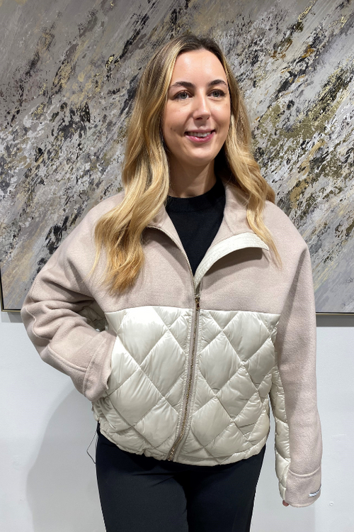 An image of the Emme Cipro Quilted Jacket in Sand.