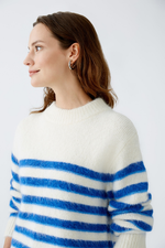 An image of the Oui Striped Jumper in Dark Blue White.