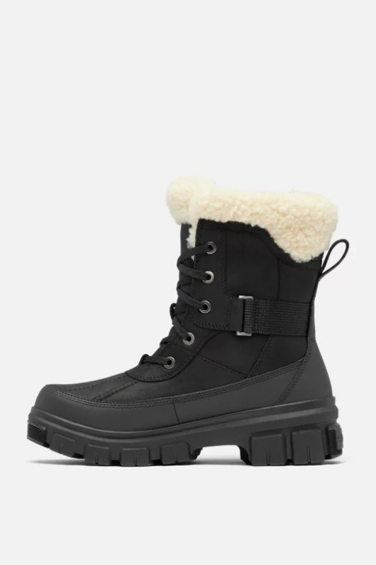 An image of the SOREL Torino V Parc Waterproof Snow Boots in Black Sea Salt.