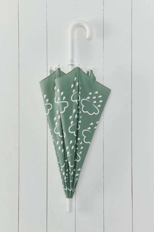 An image of the Grass & Air Little Kids Colour Revealing Umbrella in Khaki Green.