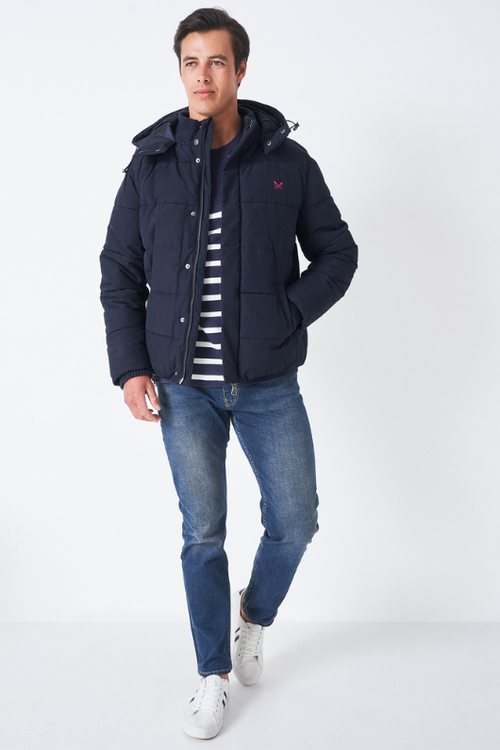 An image of the Crew Clothing Chancellor Jacket in Dark Navy.