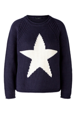 An image of the Oui Star Jumper in Dark Blue White.