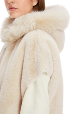 An image of the Marc Cain Hooded Faux Fur Vest in Smoke.