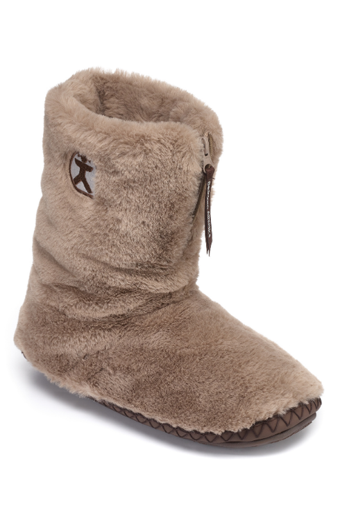 An image of the Bedroom Athletics Monroe Classic Faux Fur Boots in Taupe / Deep Taupe.