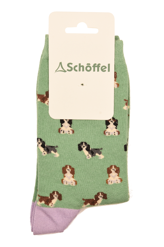 An image of the Schoffel Ladies Cotton Socks in Green Spaniel.