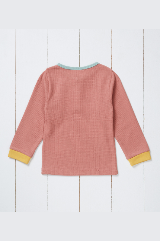 An image of the Grass & Air Waffle Base Layer Top in Rose.